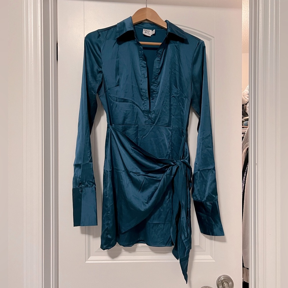 Princess Polly faux wrap shirt minidress